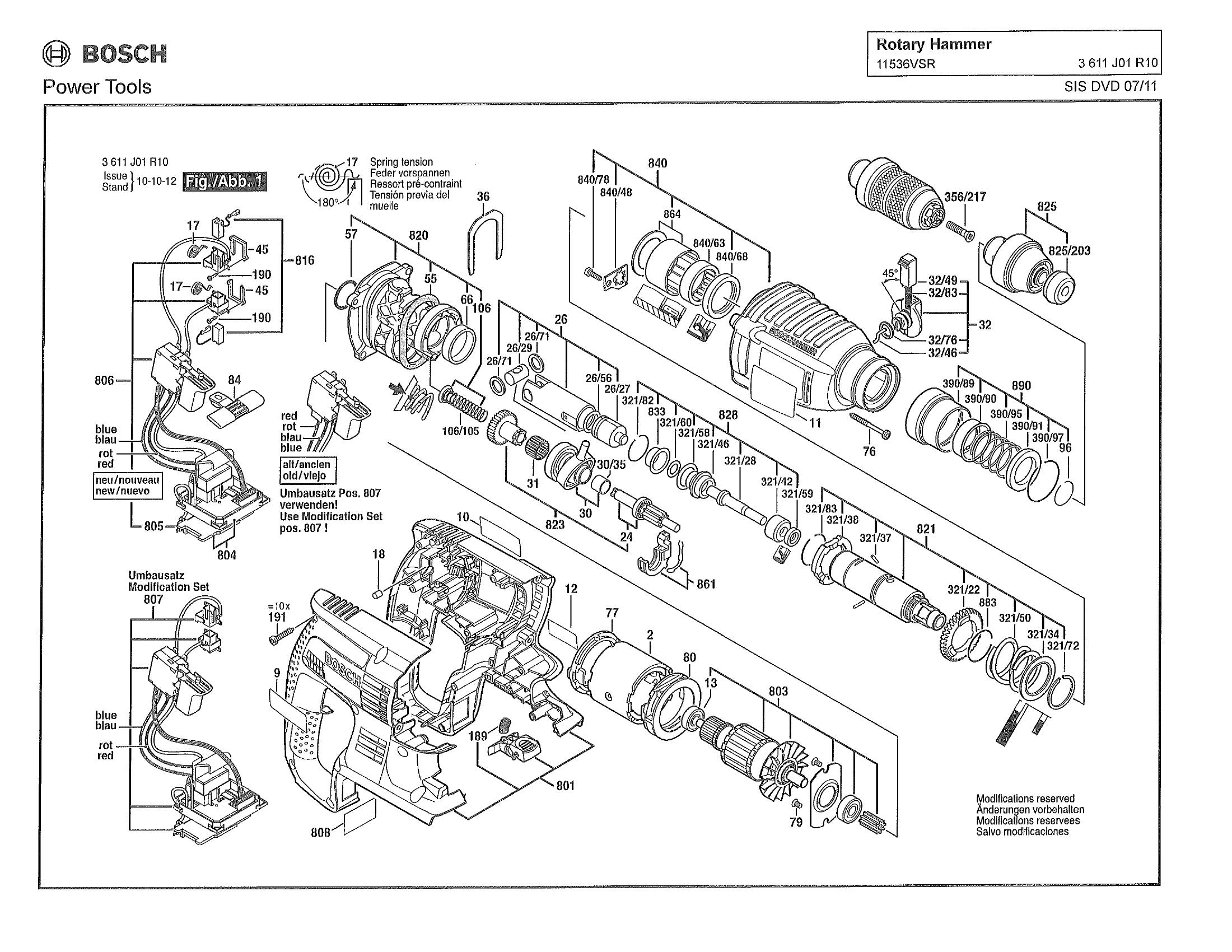 Parts for 11536VSR (3611J01R10 